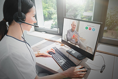 woman on video call with patient